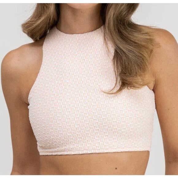 Rhythm Livin Peach Parfait Geo Cross Back Bikini Top S NWT - Picture 2 of 4